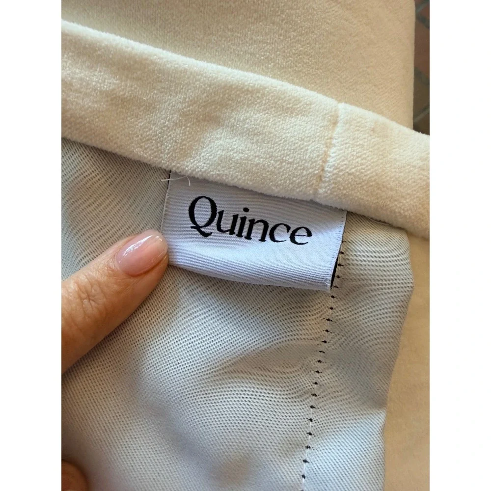 NWOT QUINCE Ivory Cotton Velvet Light Filtering Curtain Panel 48X96 MSRP $90